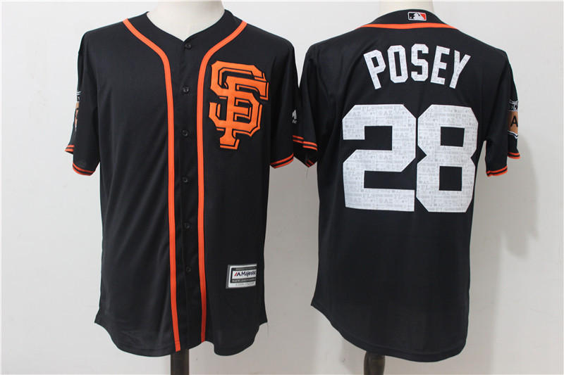 2017 MLB San Francisco Giants #28 Posey Black Fashion Edition Jerseys